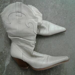 Aldo Cream Cowboy Festival Genuine Leather Boots Women's White Western Boots